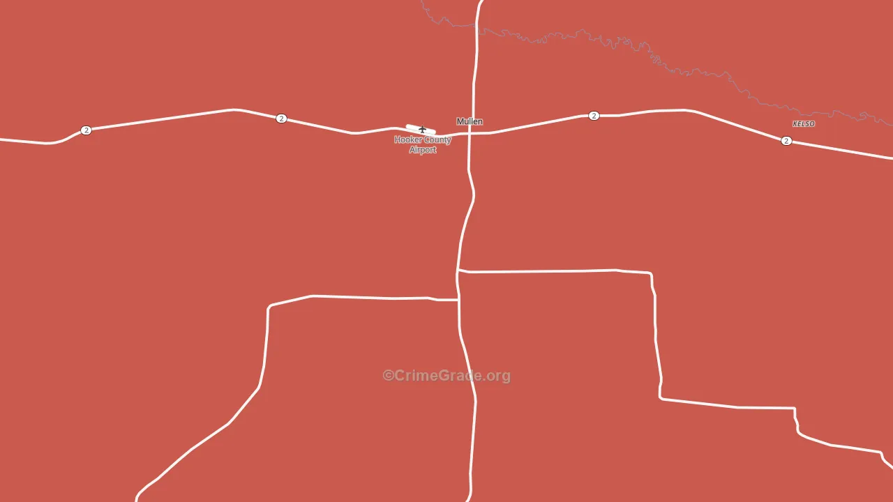 Hooker County, NE Map of Burglary Rates