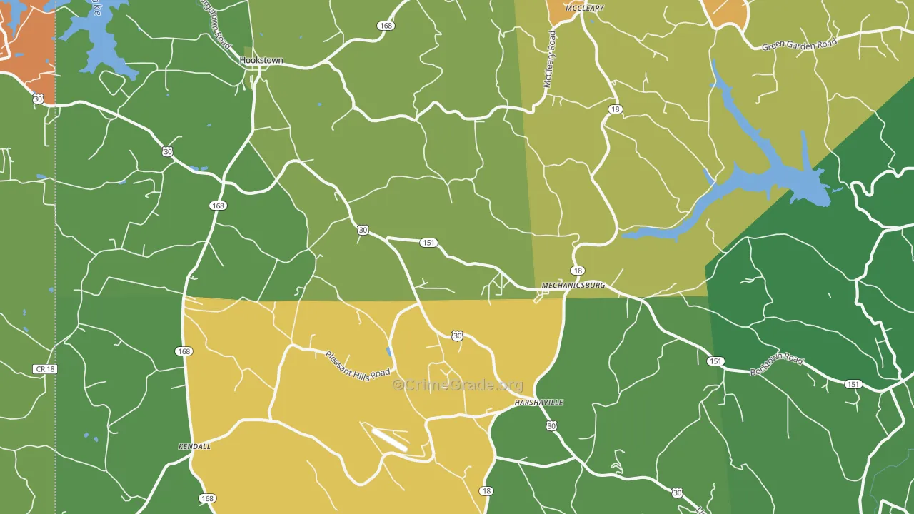 Hookstown, PA Map of Burglary Rates