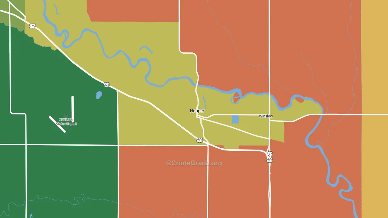 Hooper, NE Map of Burglary Rates