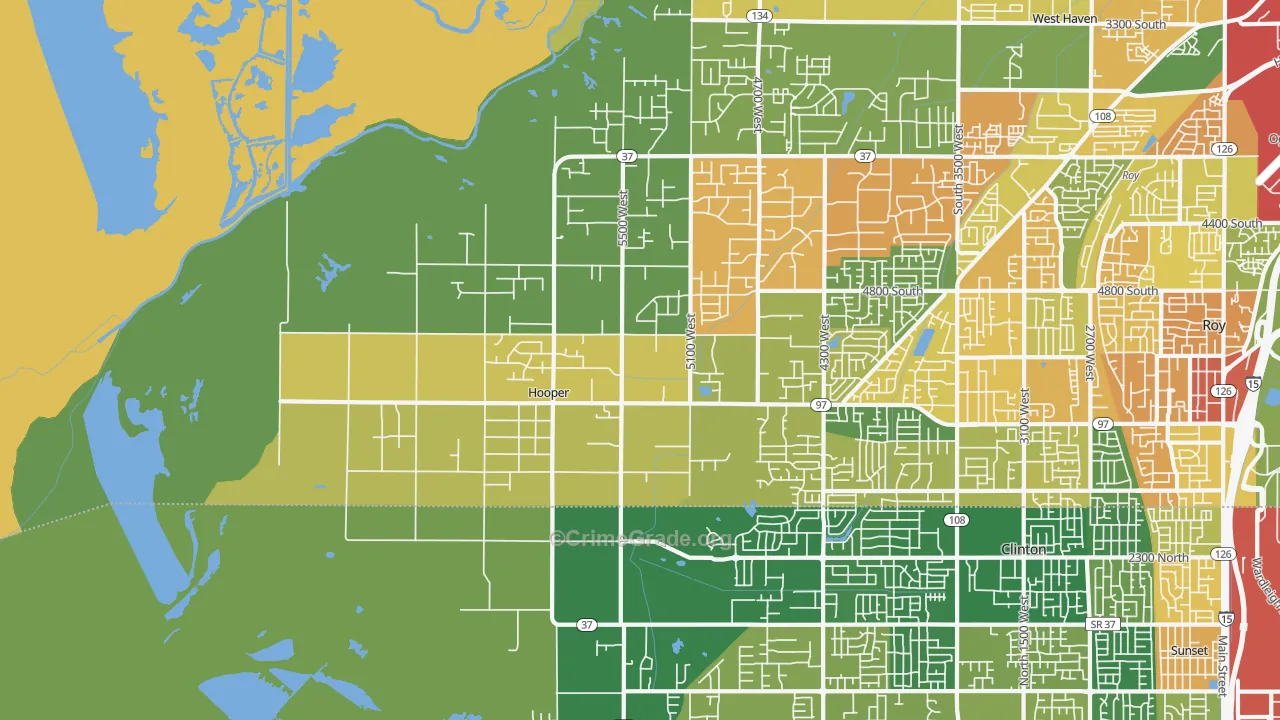 Hooper, UT Map of Burglary Rates