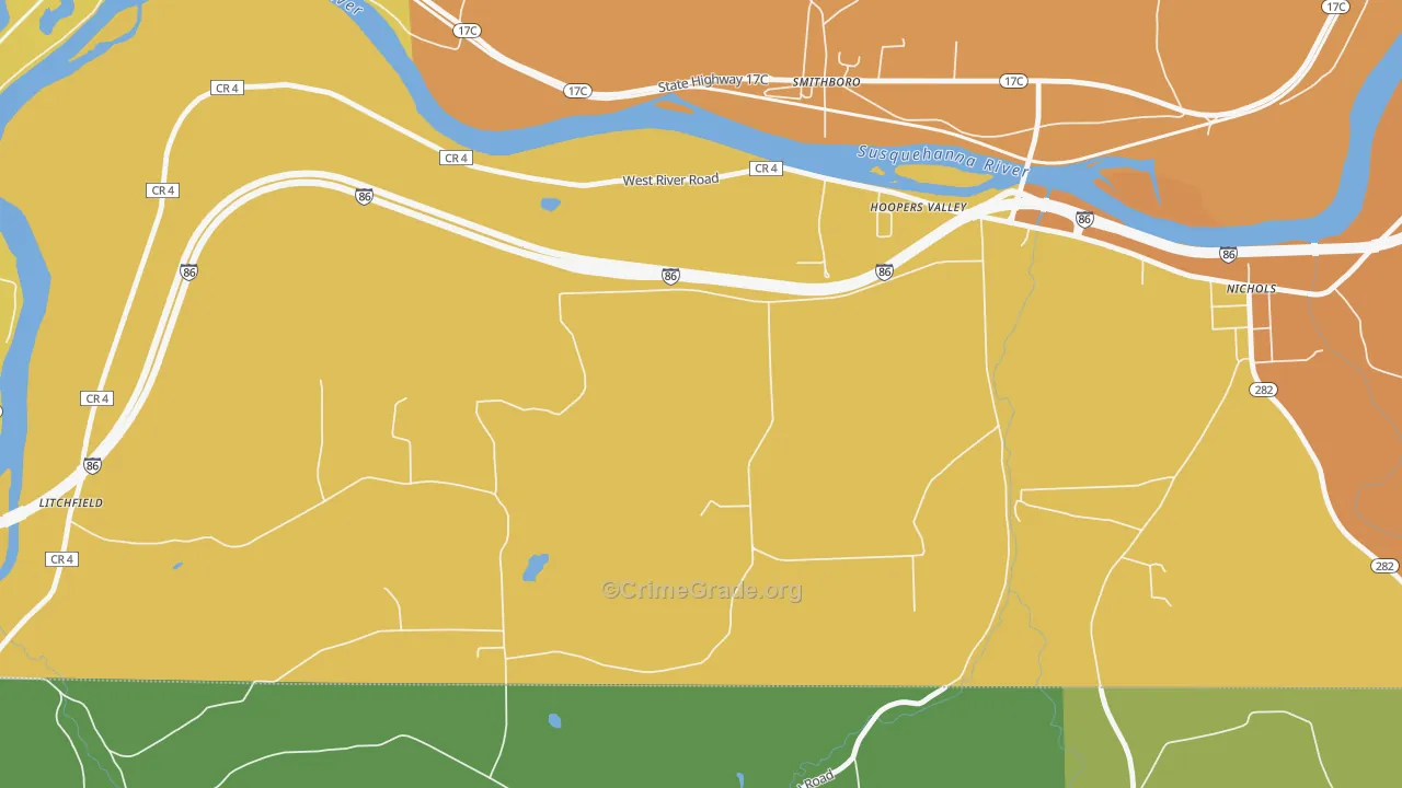 Hoopers Valley, NY Map of Burglary Rates
