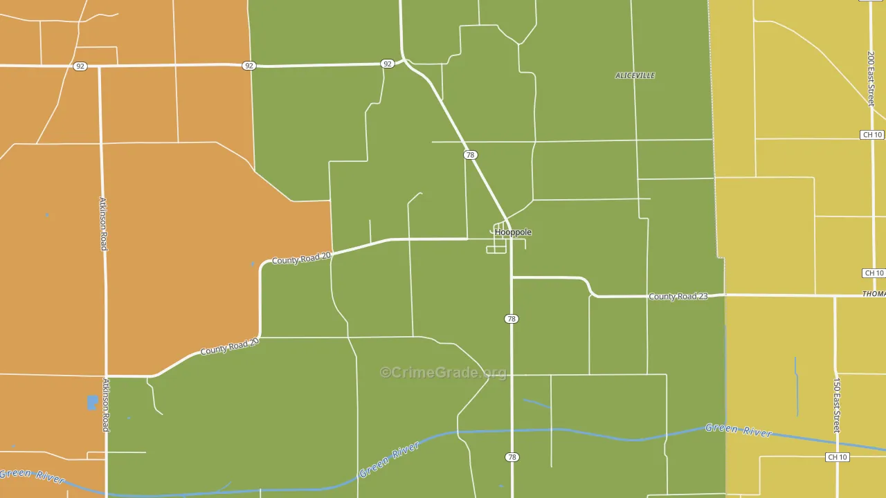 Hooppole, IL Map of Burglary Rates