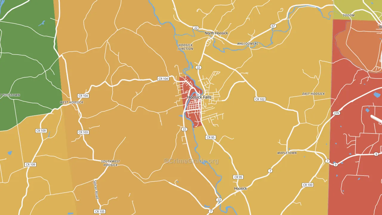 Hoosick Falls, NY Map of Burglary Rates