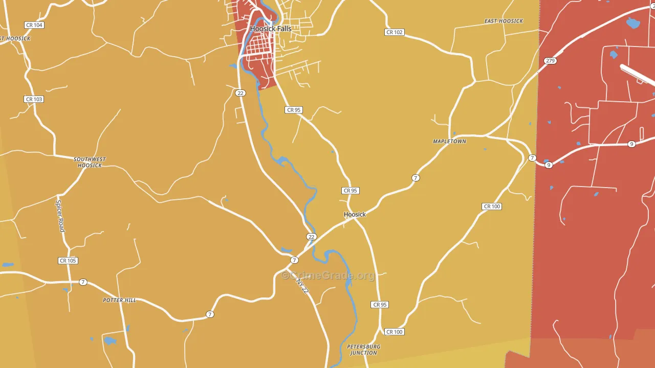 Hoosick, NY Map of Burglary Rates