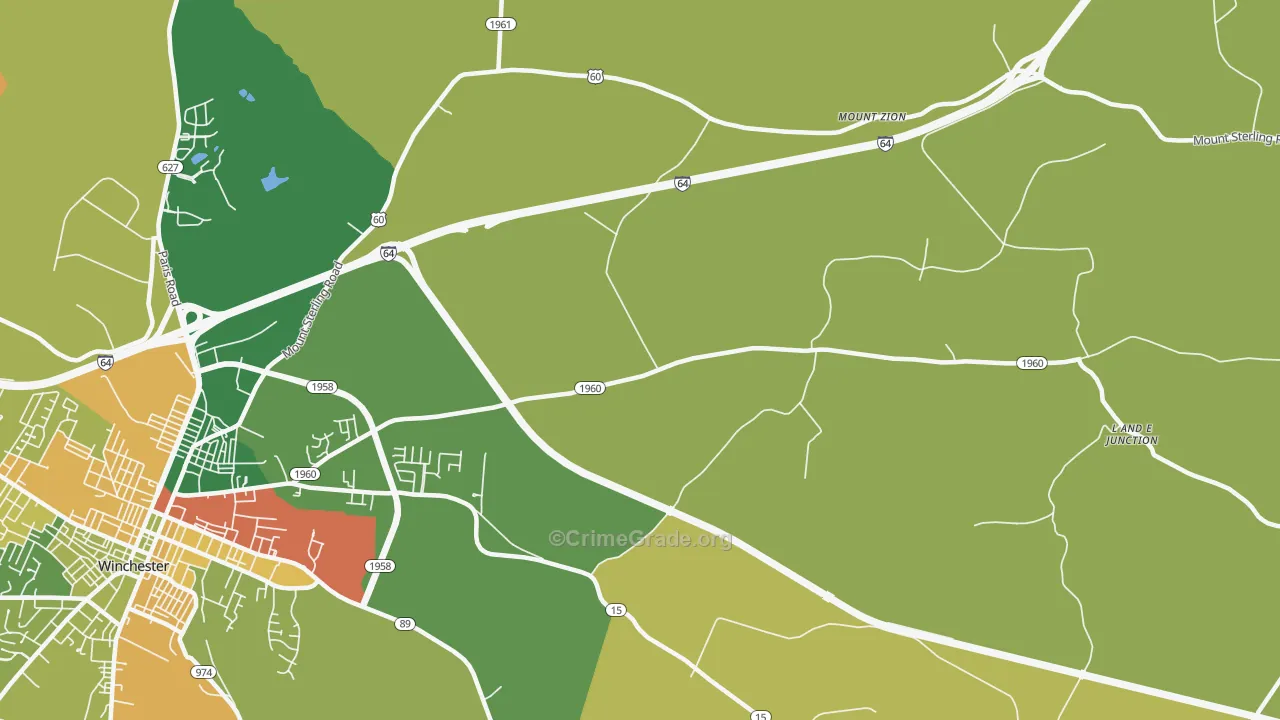Hootentown, KY Map of Burglary Rates