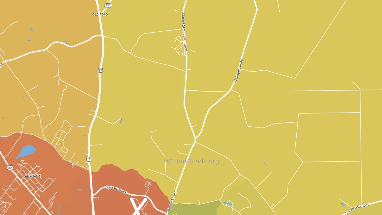 Hootentown, NC Map of Burglary Rates