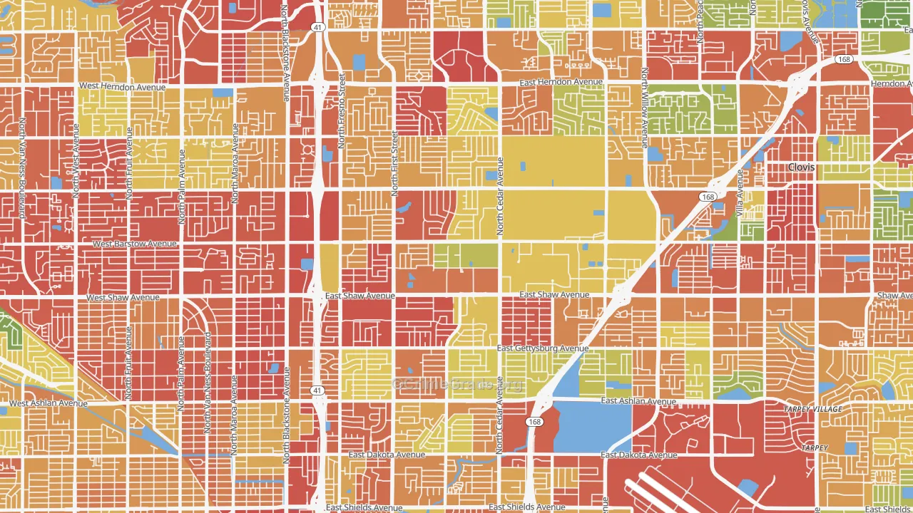 Hoover, Fresno, CA Map of Burglary Rates