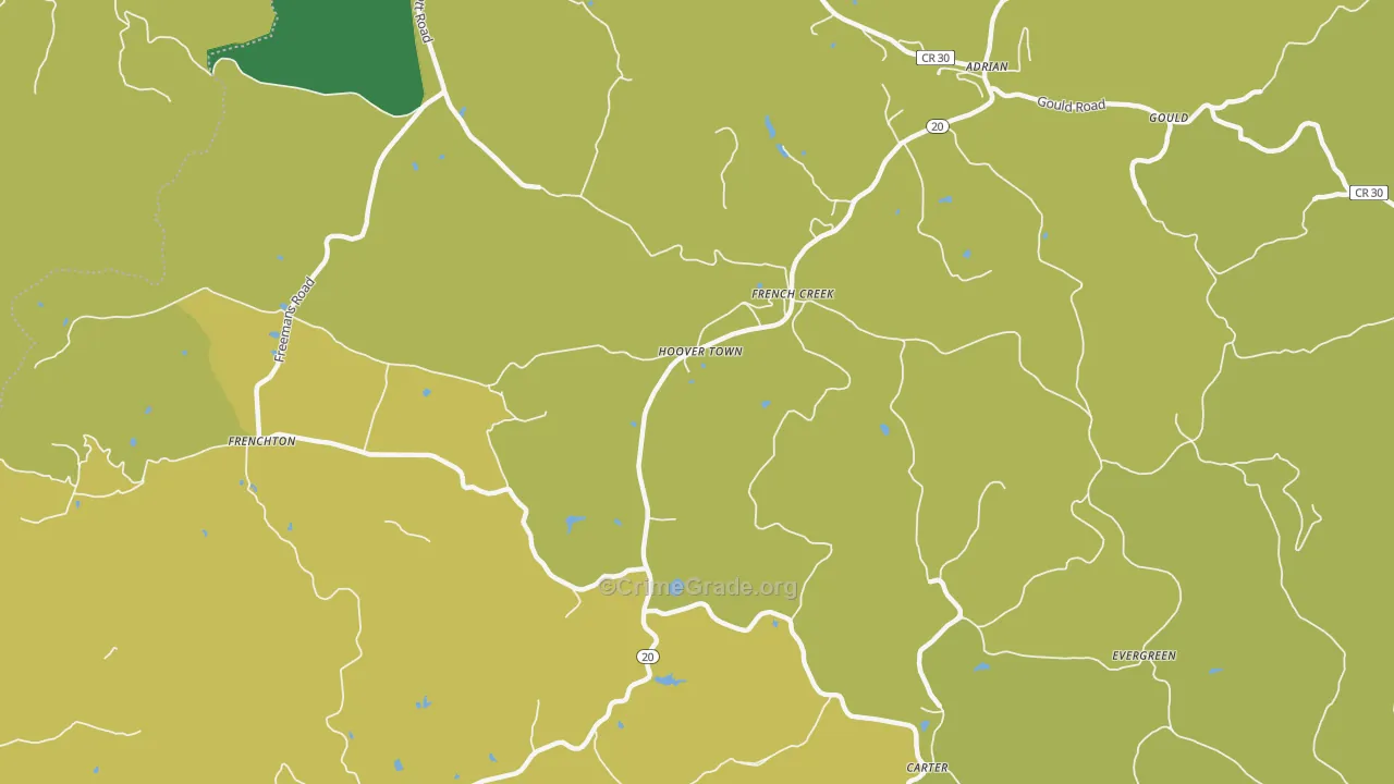 Hoover Town, WV Map of Burglary Rates