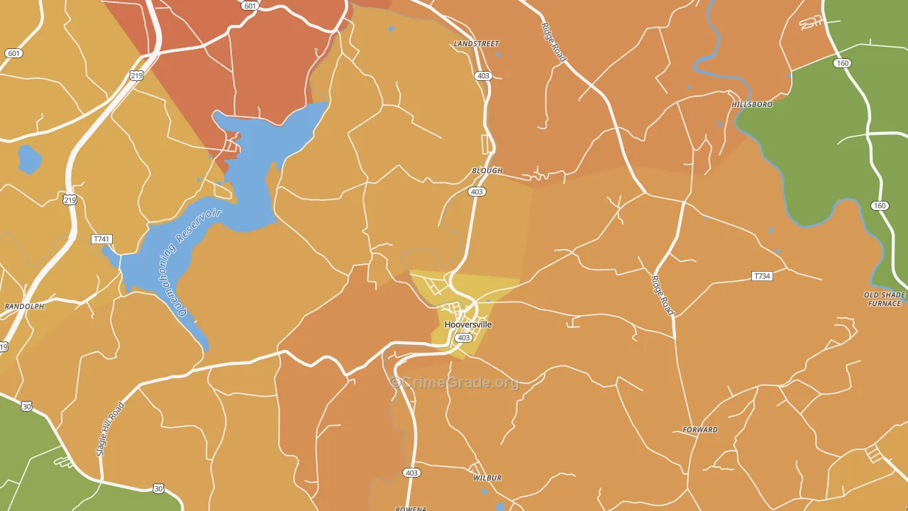 Hooversville, PA Map of Burglary Rates
