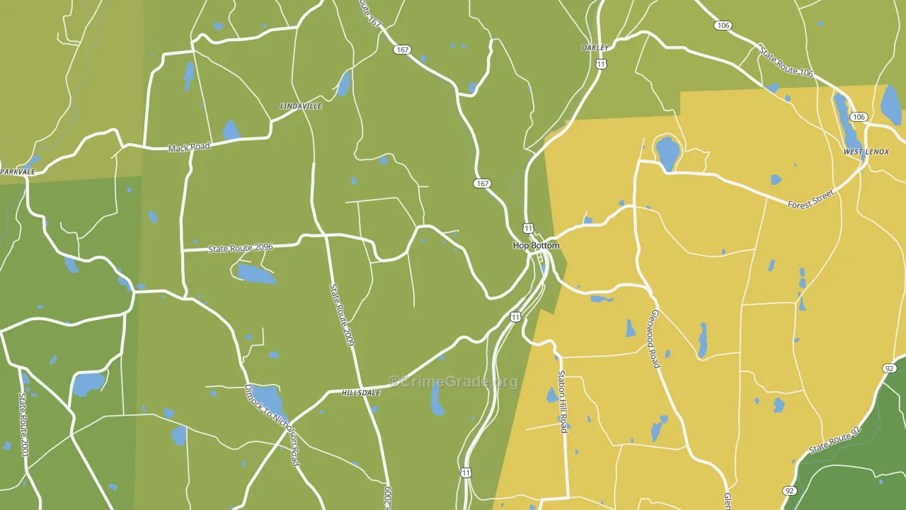 Hop Bottom, PA Map of Burglary Rates