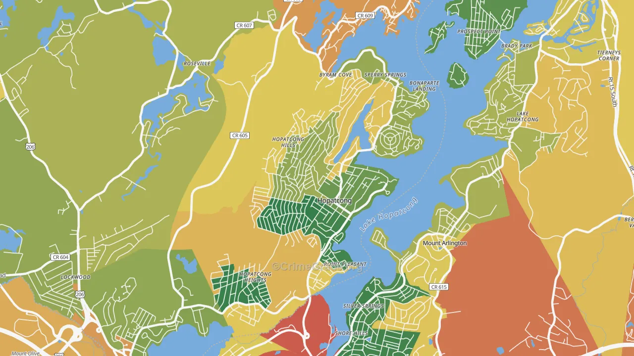 Hopatcong, NJ Map of Burglary Rates