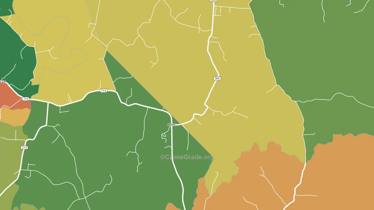 Hope, KY Map of Burglary Rates
