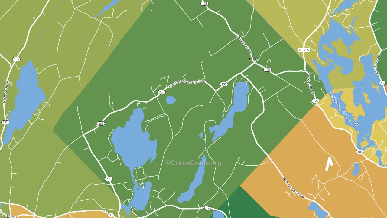 Hope, ME Map of Burglary Rates