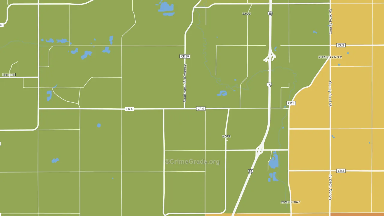Hope, MN Map of Burglary Rates