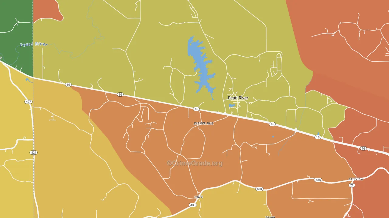 Hope, MS Map of Burglary Rates