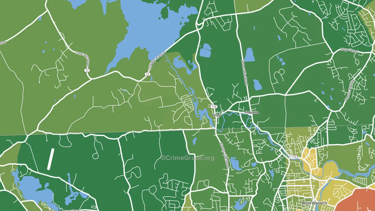 Hope, RI Map of Burglary Rates