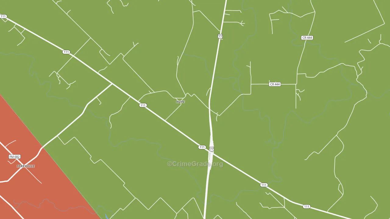 Hope, TX Map of Burglary Rates