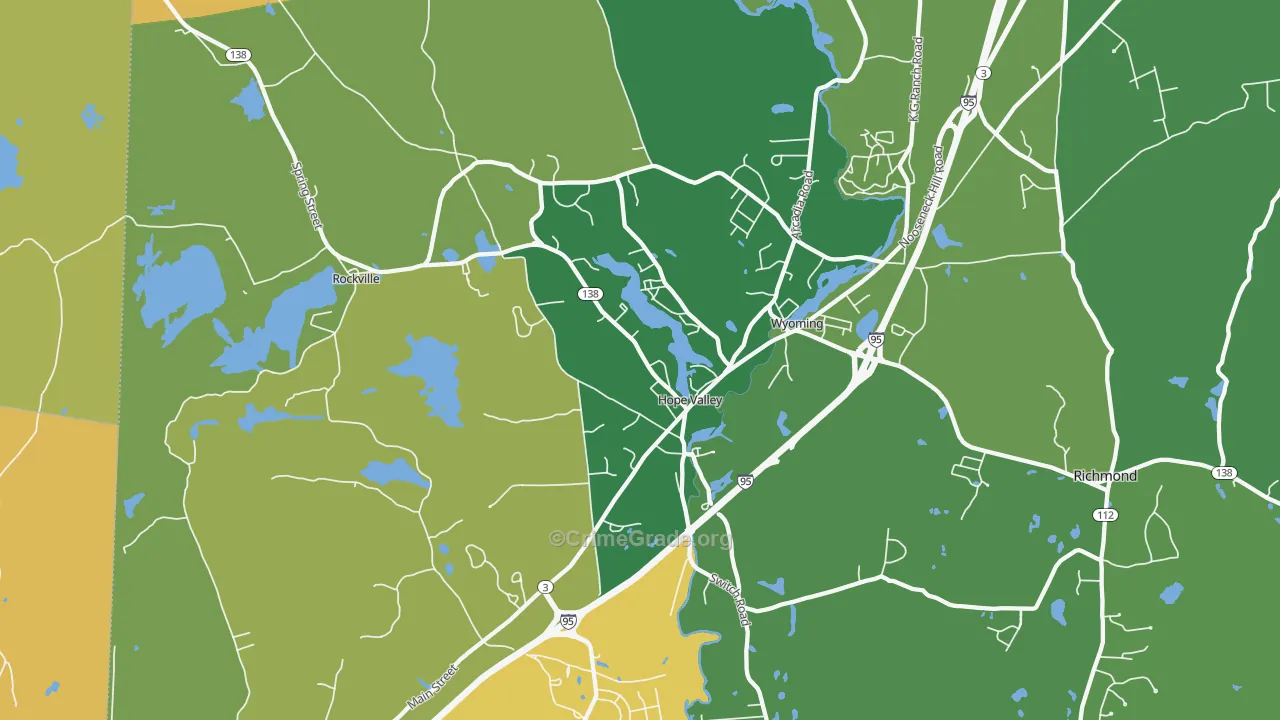 Hope Valley, RI Map of Burglary Rates