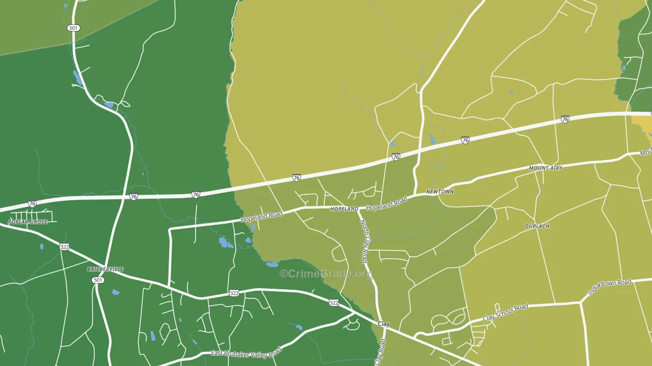 Hopeland, PA Map of Burglary Rates