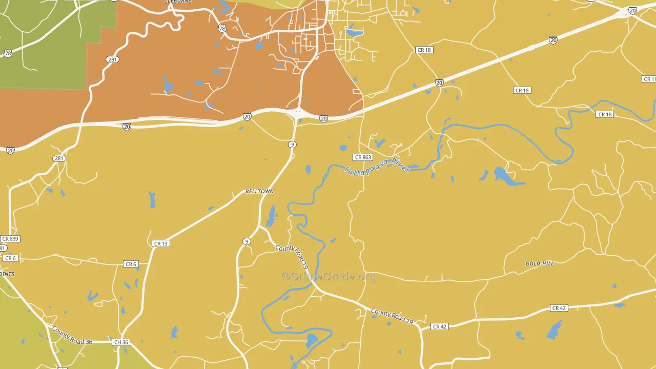 Hopewell, AL Map of Burglary Rates