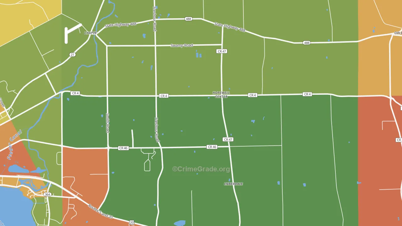 Hopewell Center, NY Map of Burglary Rates