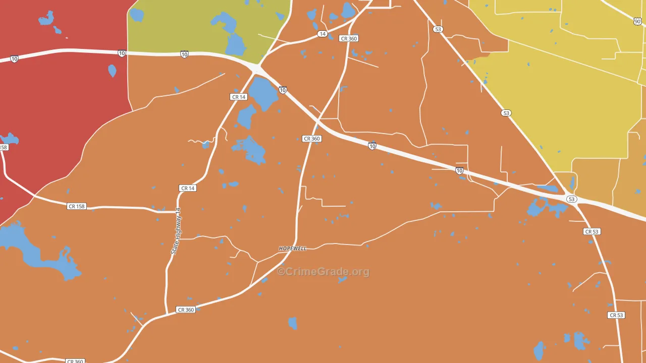 Hopewell, FL Map of Burglary Rates