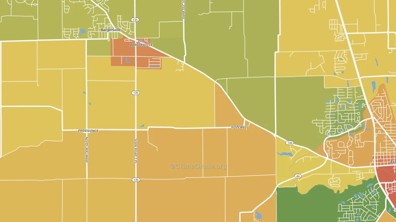 Hopewell, IN Map of Burglary Rates