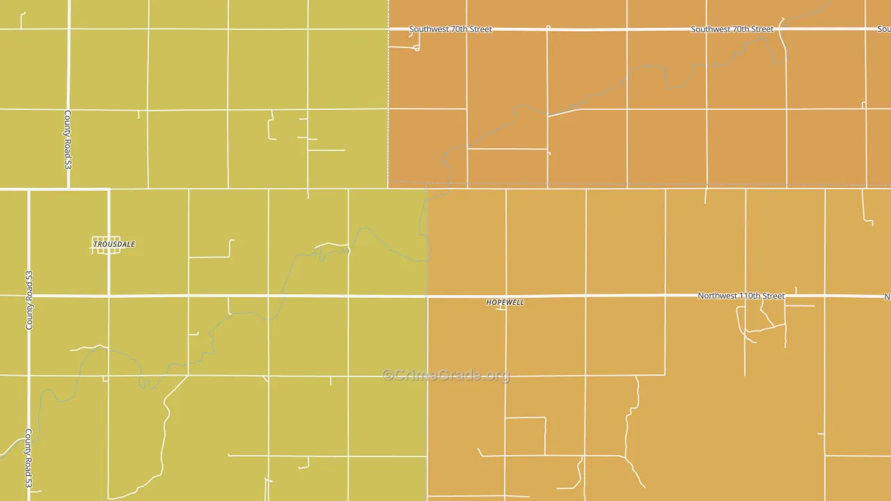Hopewell, KS Map of Burglary Rates