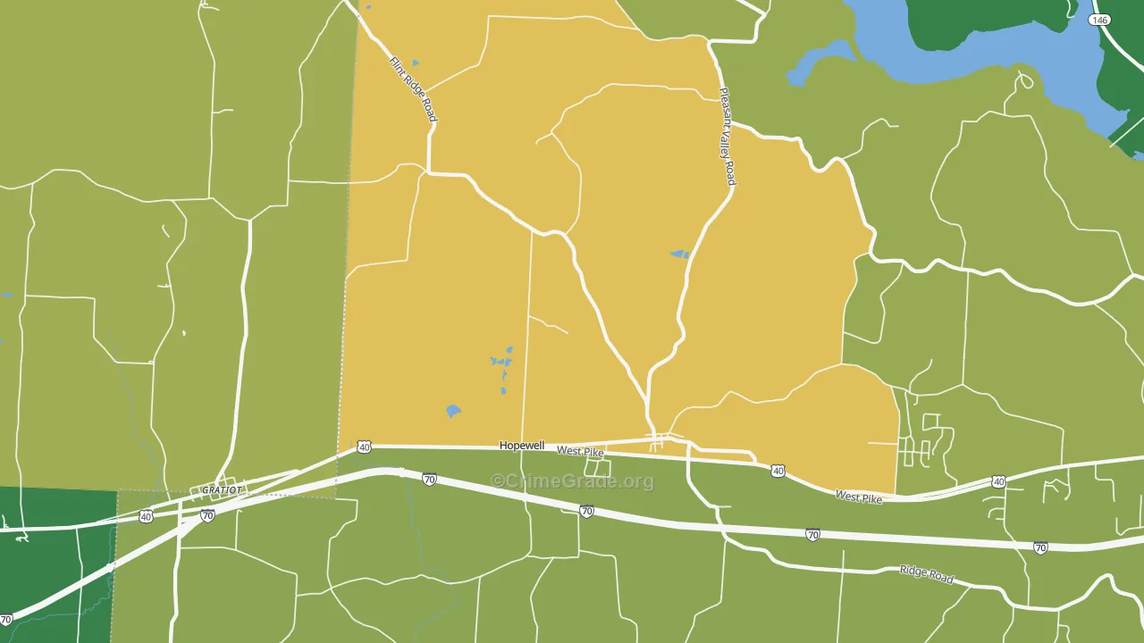 Hopewell, OH Map of Burglary Rates