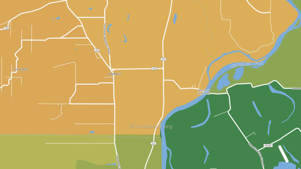 Hopewell, OR Map of Burglary Rates