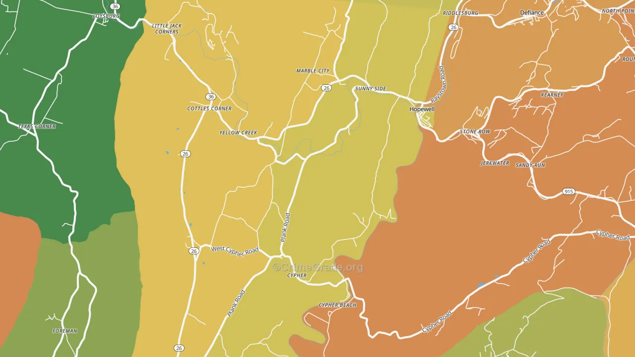 Hopewell, PA Map of Burglary Rates