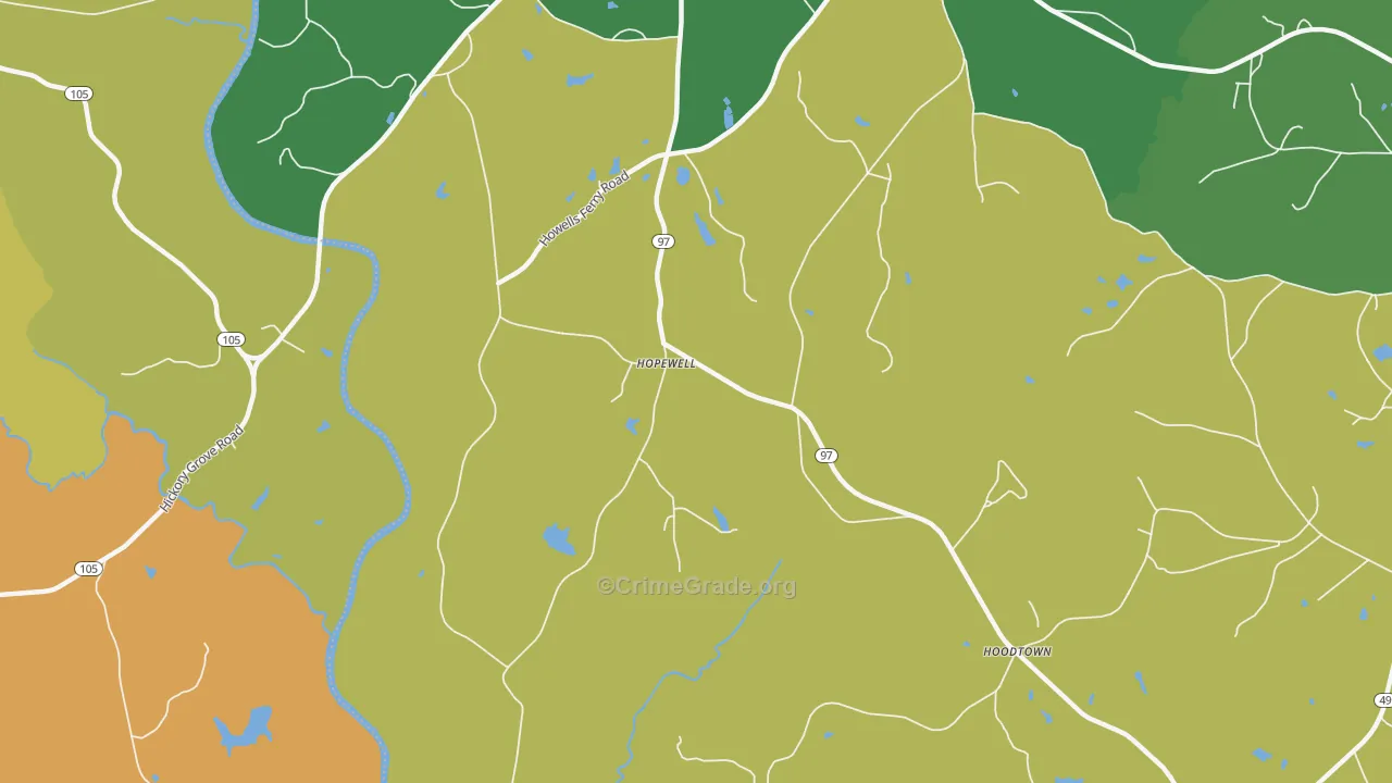 Hopewell, SC Map of Burglary Rates