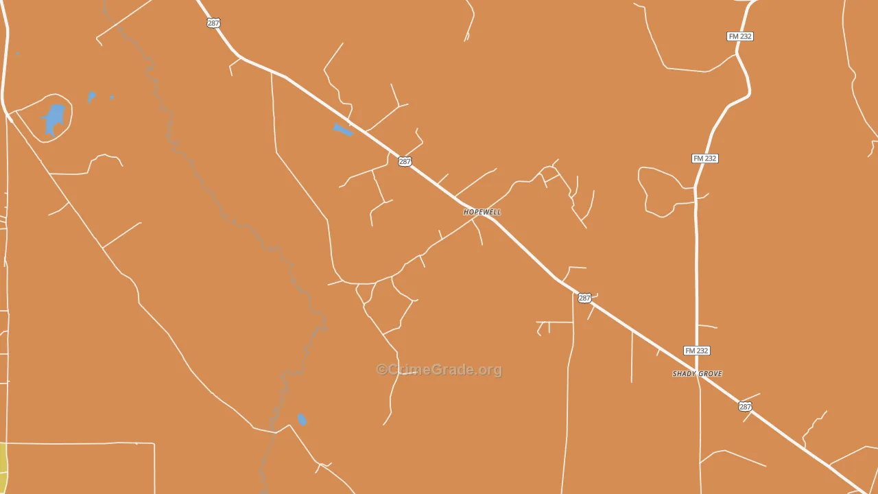Hopewell, TX Map of Burglary Rates