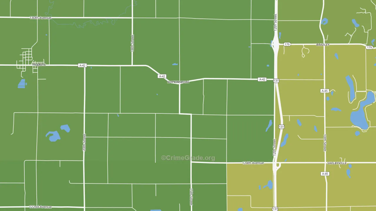 Hopkinsburg, MI Map of Burglary Rates