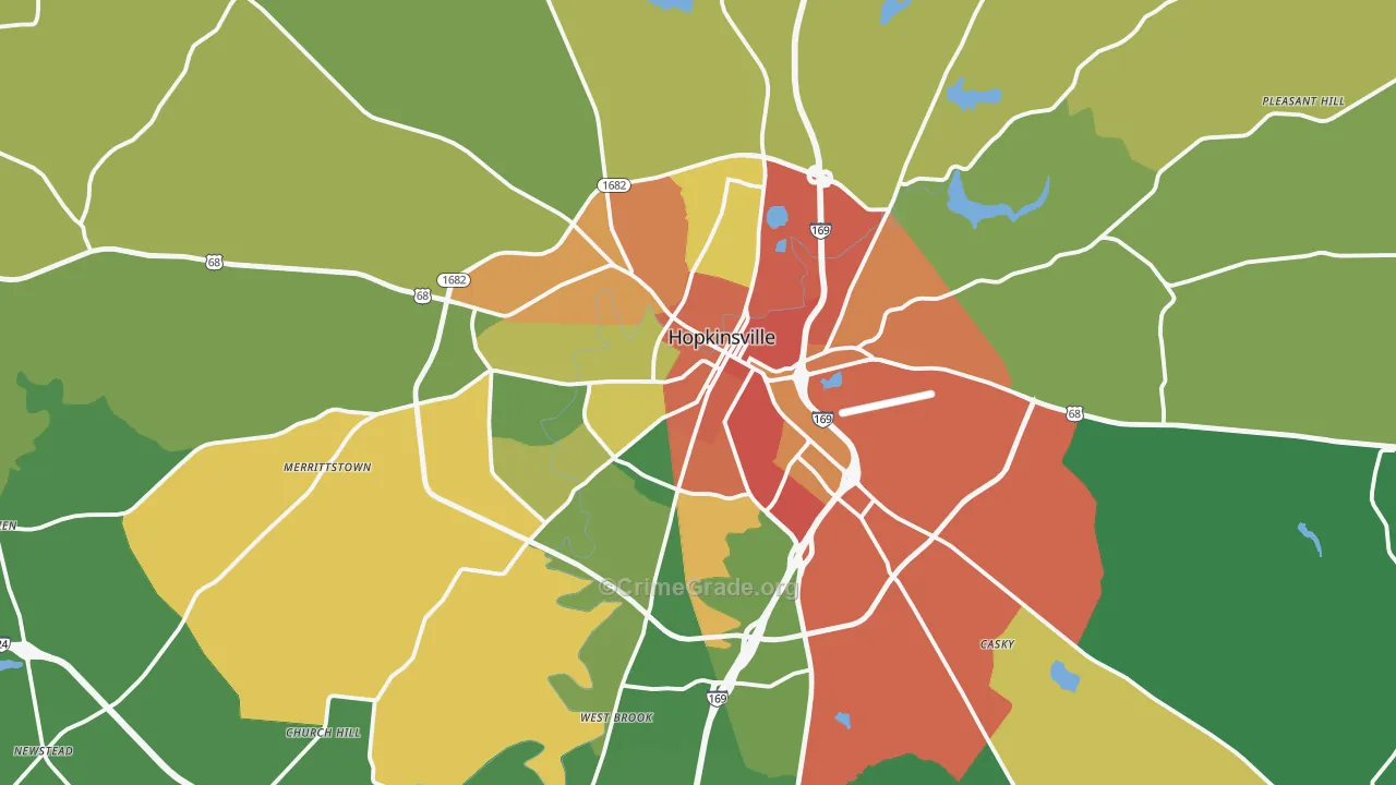 Hopkinsville, KY Map of Burglary Rates
