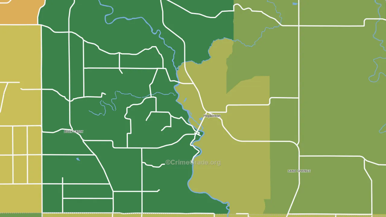 Hopkinton, IA Map of Burglary Rates