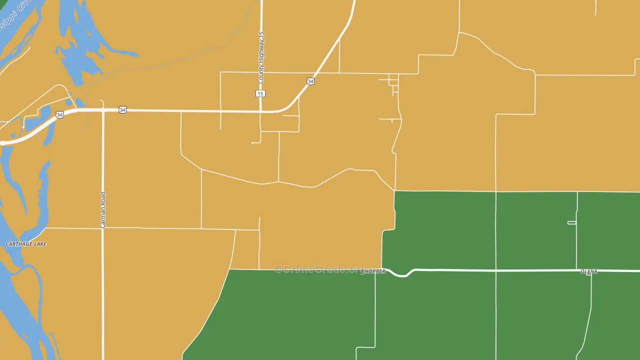 Hopper, IL Map of Burglary Rates