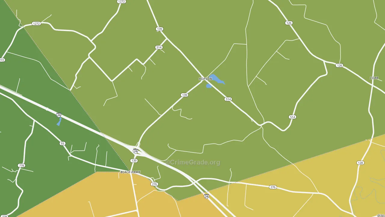 Hopson, KY Map of Burglary Rates
