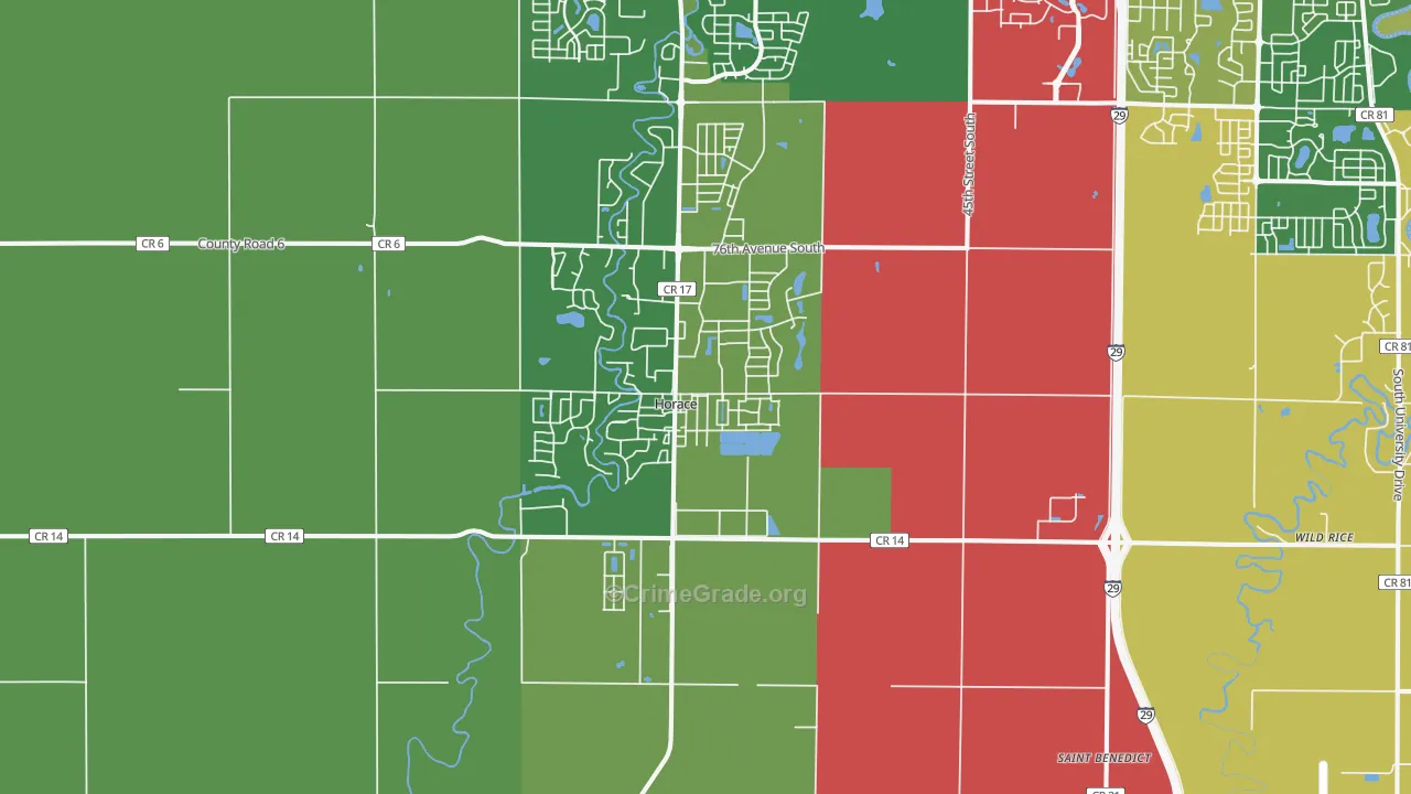 Horace, ND Map of Burglary Rates
