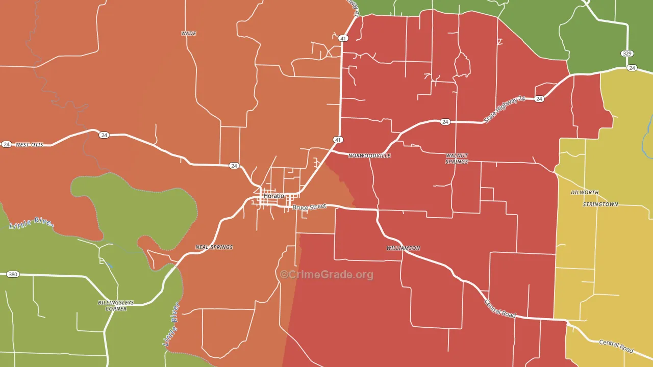 Horatio, AR Map of Burglary Rates