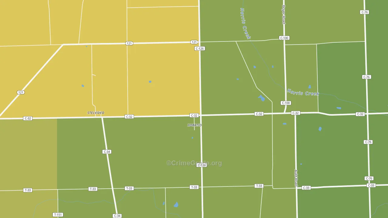 Horatio, OH Map of Burglary Rates
