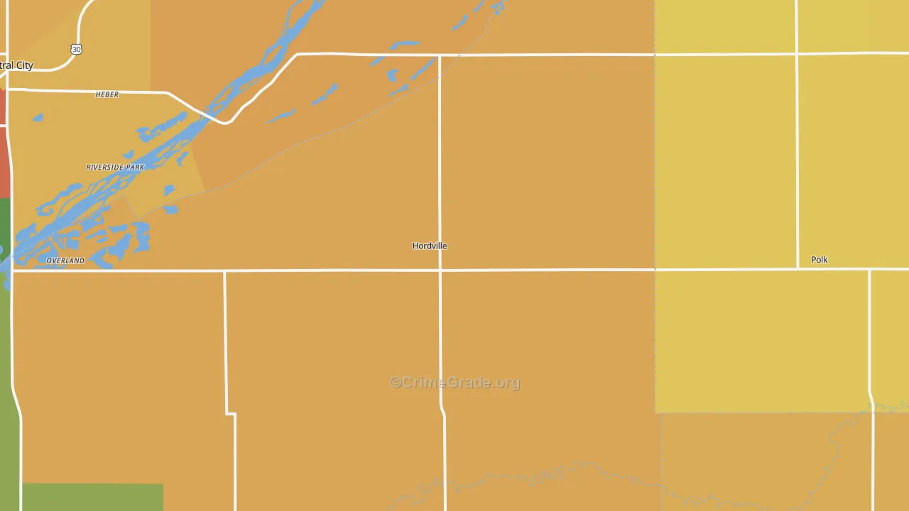 Hordville, NE Map of Burglary Rates