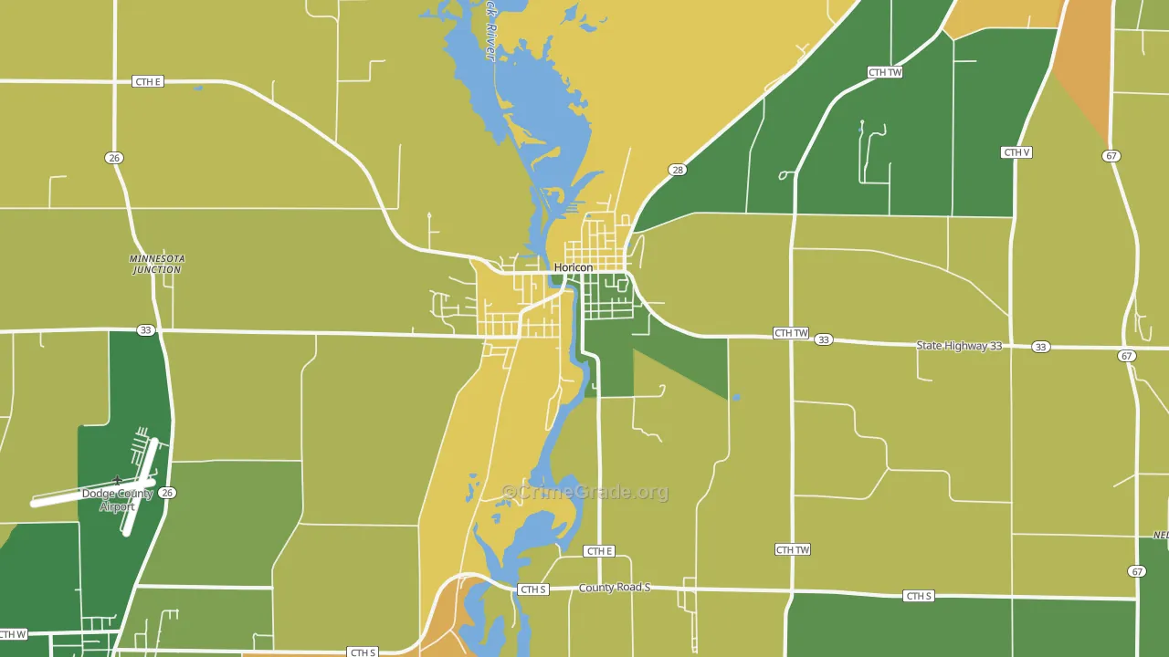 Horicon, WI Map of Burglary Rates