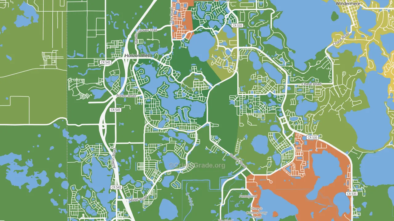 Horizon West, FL Map of Burglary Rates