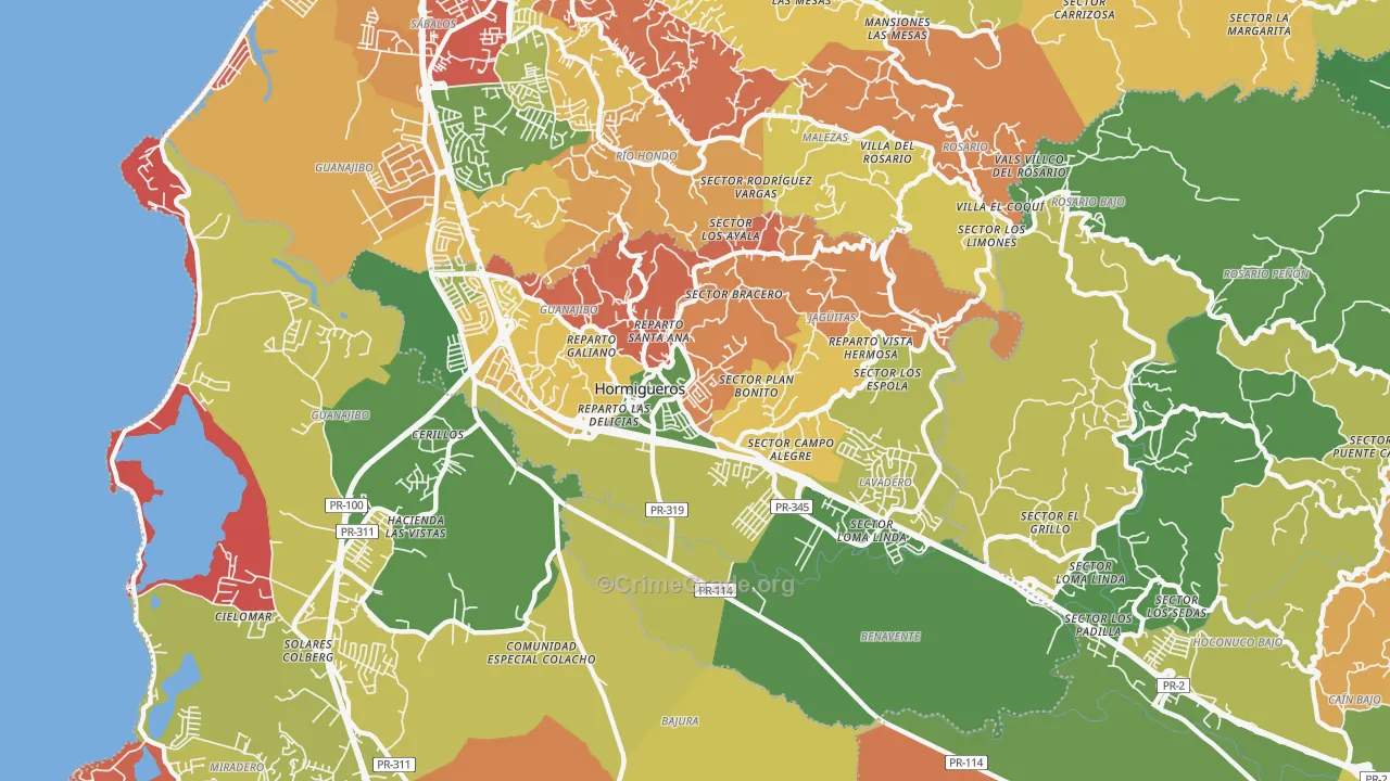 Hormigueros Municipio, PR Map of Burglary Rates