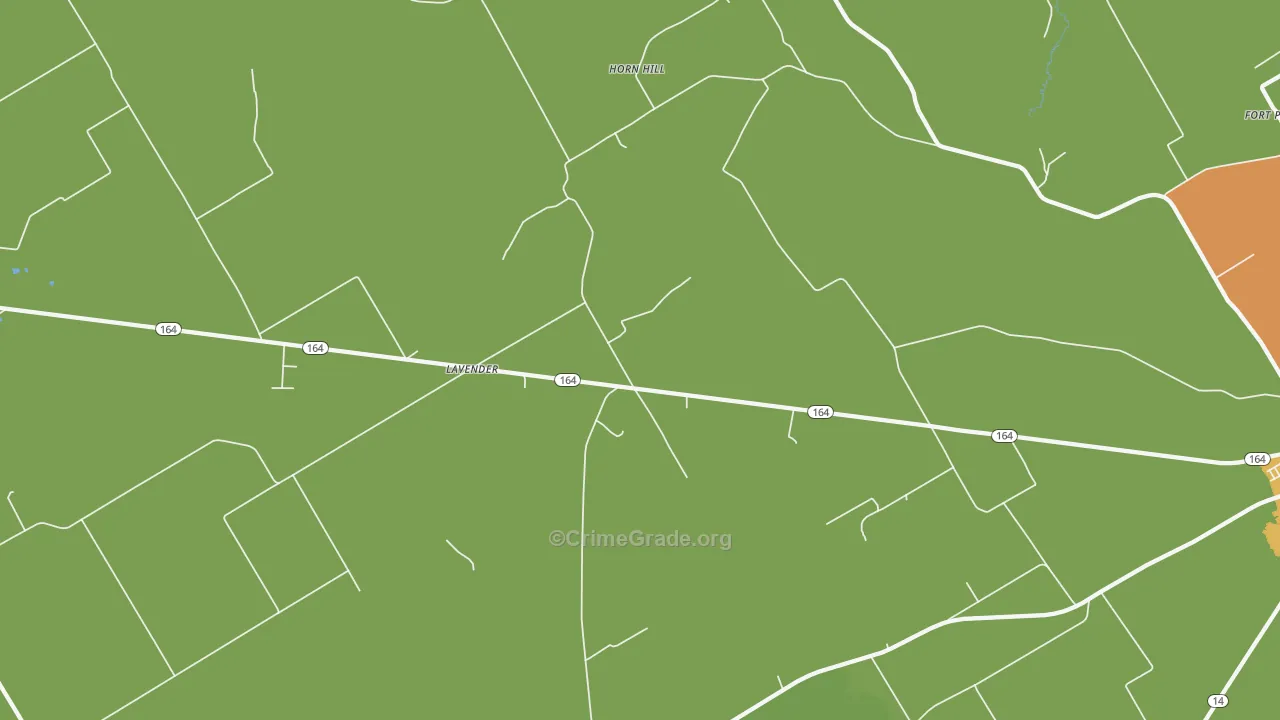 Horn Hill, TX Map of Burglary Rates