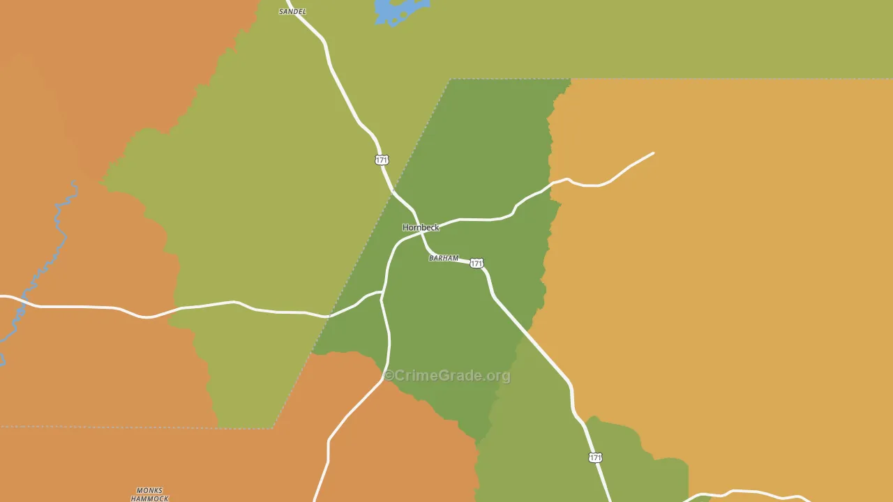 Hornbeck, LA Map of Burglary Rates