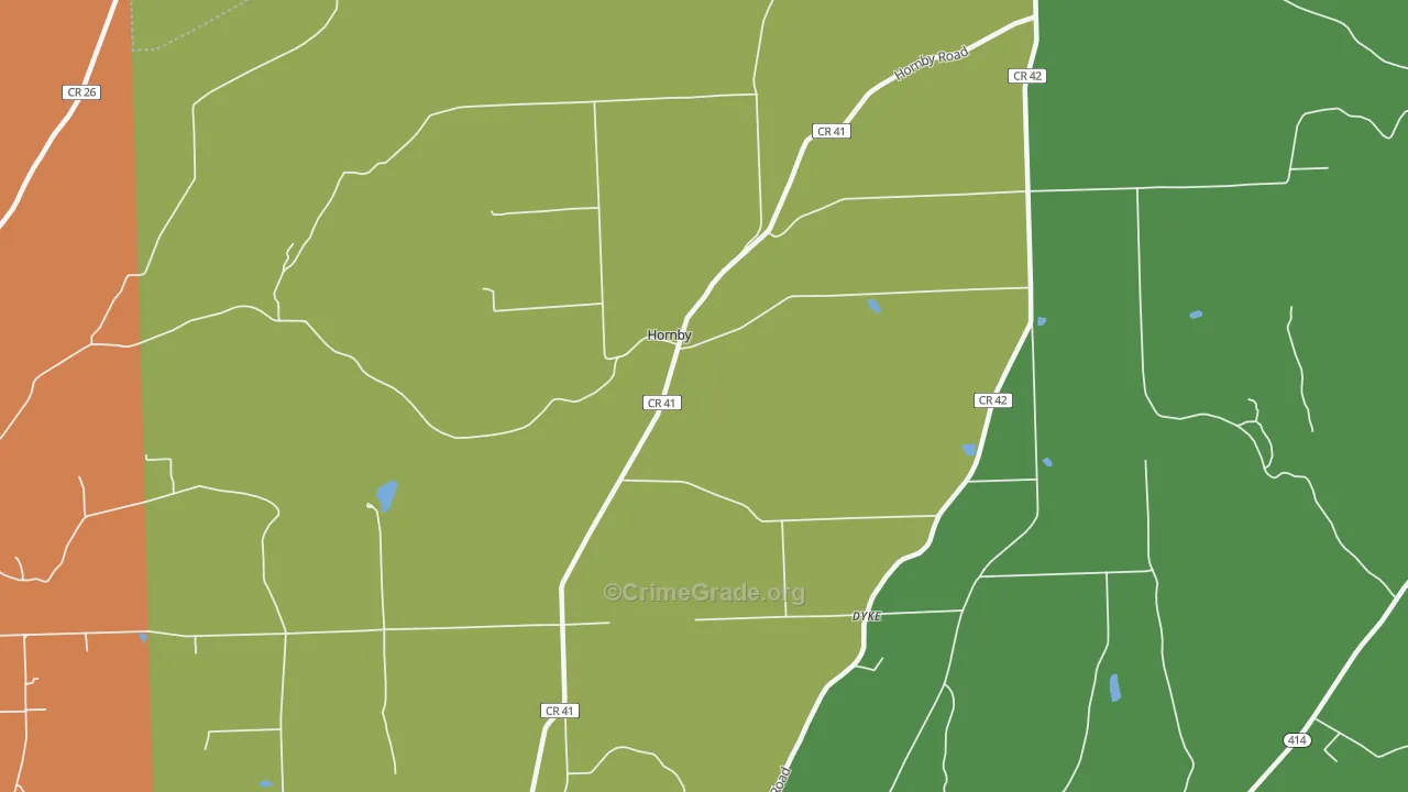 Hornby, NY Map of Burglary Rates