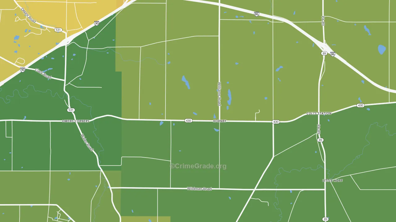 Hornby, PA Map of Burglary Rates