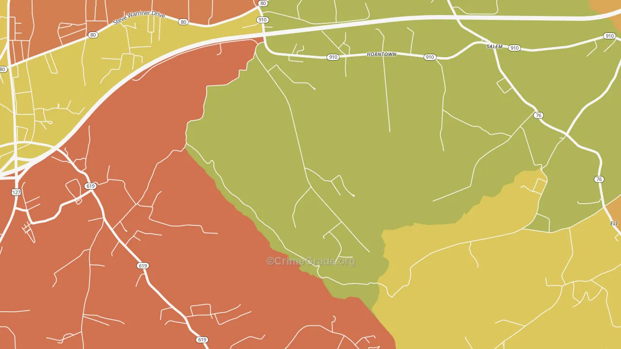 Horntown, KY Map of Burglary Rates